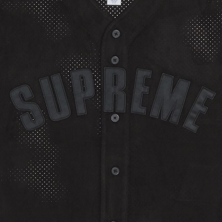 Supreme Ultrasuede Mesh Baseball Jersey Black