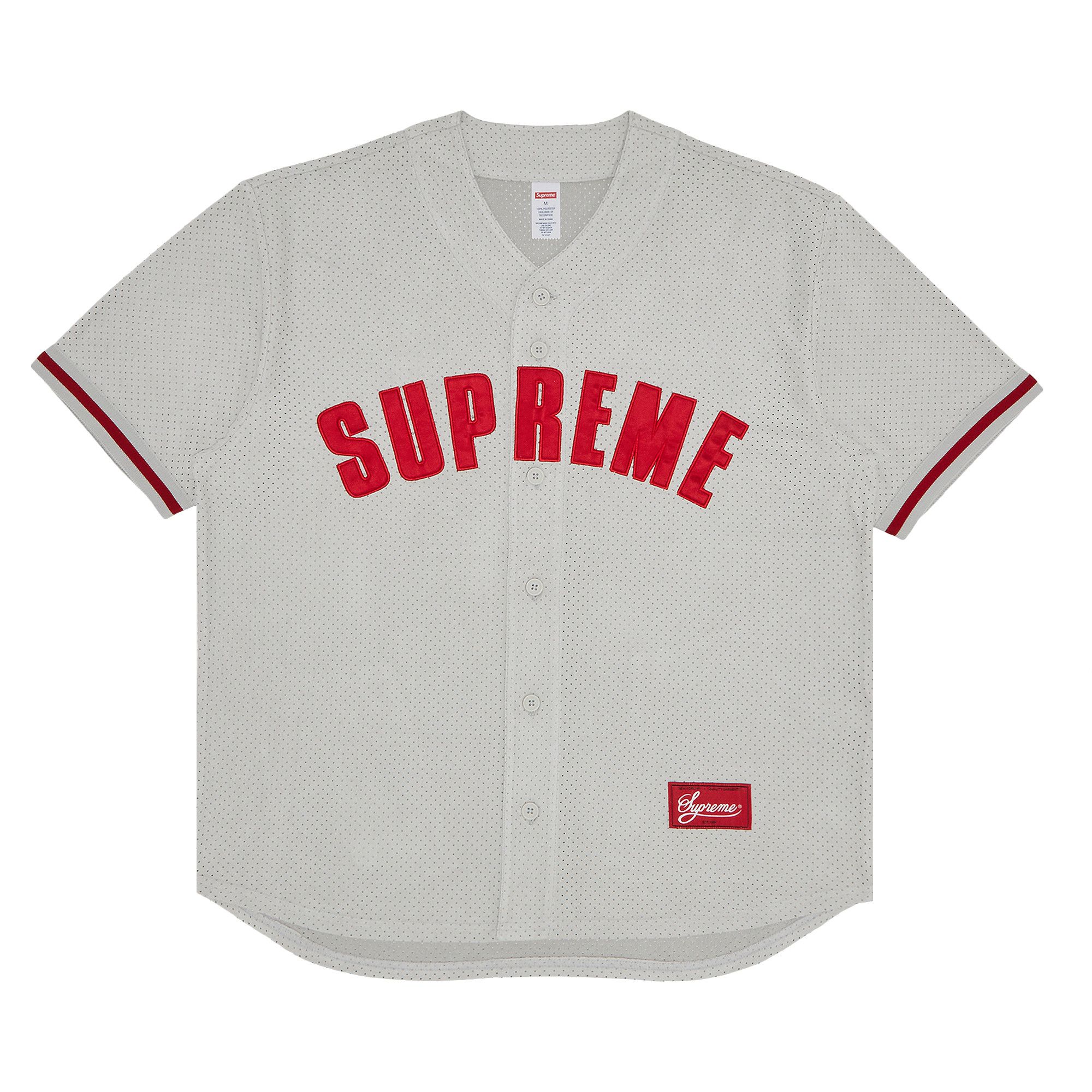 Buy Supreme Ultrasuede Mesh Baseball Jersey 'Grey