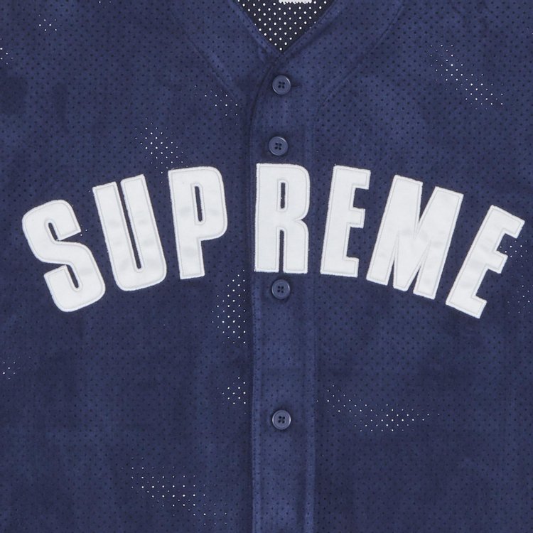 Supreme Ultrasuede Mesh Baseball Jersey Navy