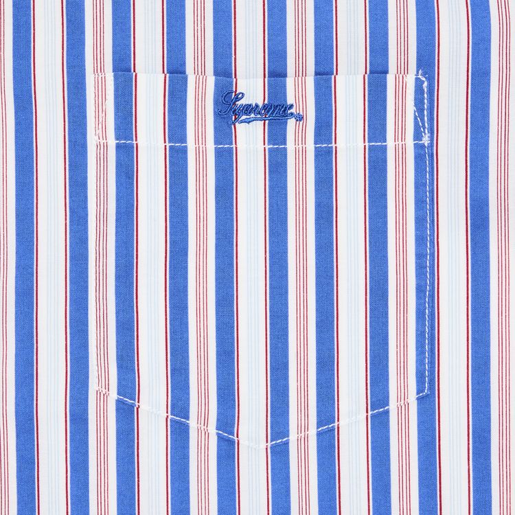 Supreme Loose Fit Multi Stripe Short Sleeve Shirt Blue
