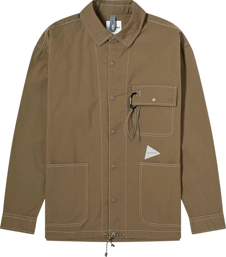 And Wander Dry Rip Shirt Jacket Khaki