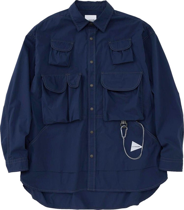 And Wander Multi Pocket Shirt Blue