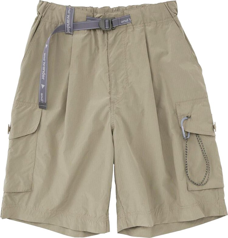 And Wander Oversized Cargo Short Pants Light Beige