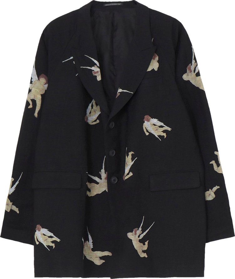 Yohji Yamamoto Angel Pattern Double Front Jacket Black