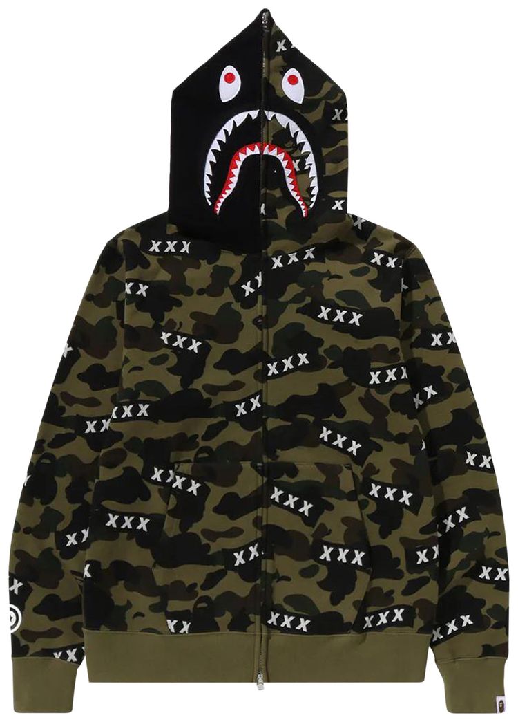 BAPE x God Selection XXX Shark Full Zip Hoodie Green