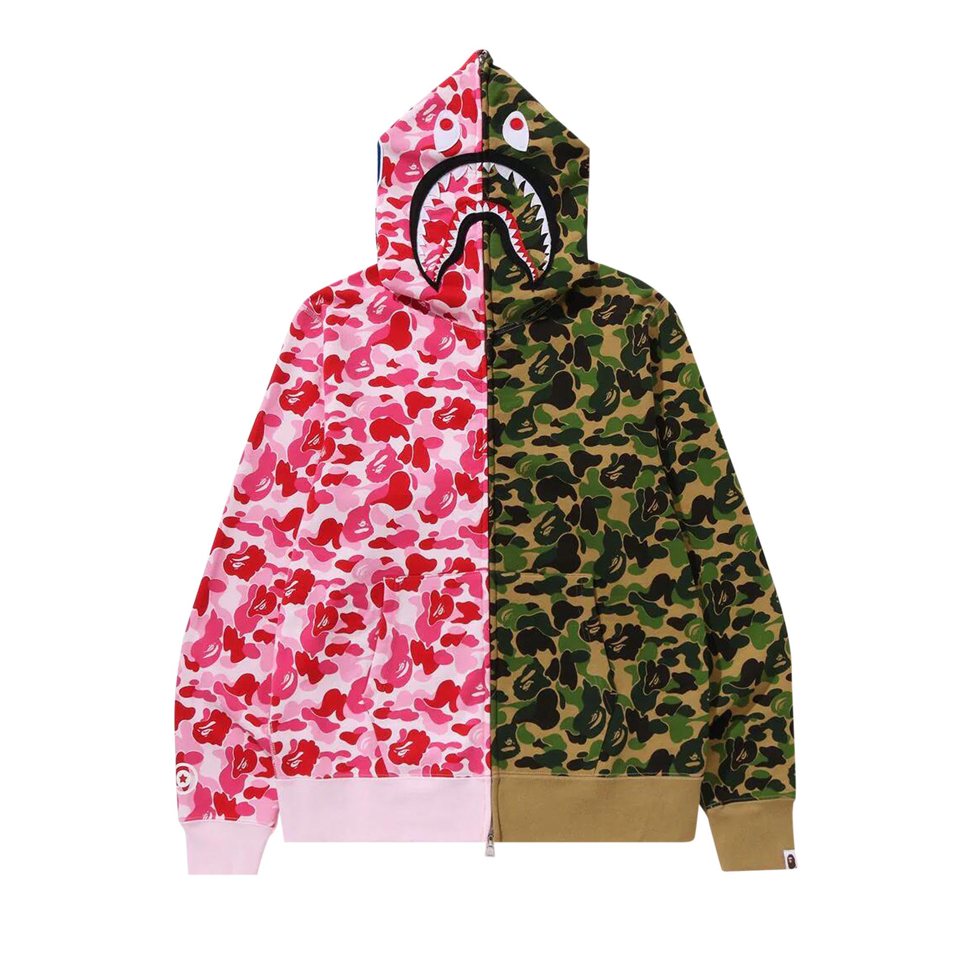 2024年最新海外 Shark Crazy Camo ABC BAPE Buy Full 'Pink/Green Hoodie Zip トップス