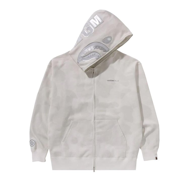 BAPE Ink Camo Shark Zip Hoodie White