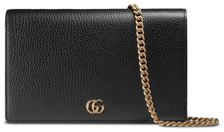 Gucci GG Marmont Leather Mini Chain Shoulder Bag Black