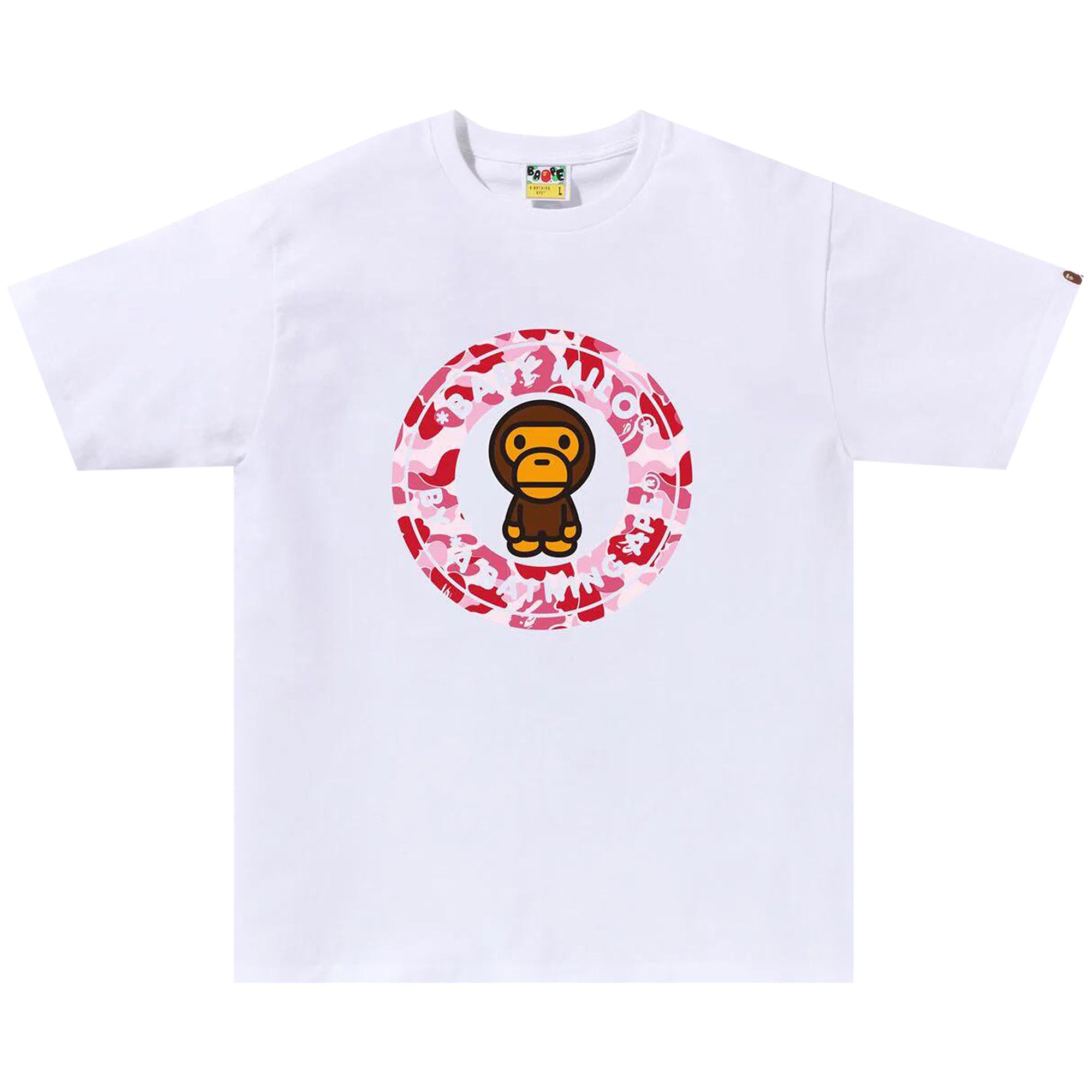 Buy BAPE ABC Camo Milo Busy Works Tee 'White/Pink' - 2K30