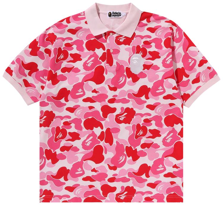 BAPE ABC Camo Large Ape Head Polo Pink