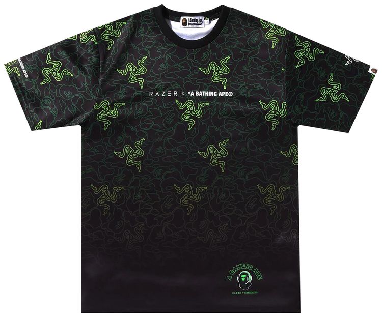 BAPE x Razer Neon Camo Team Tee Green