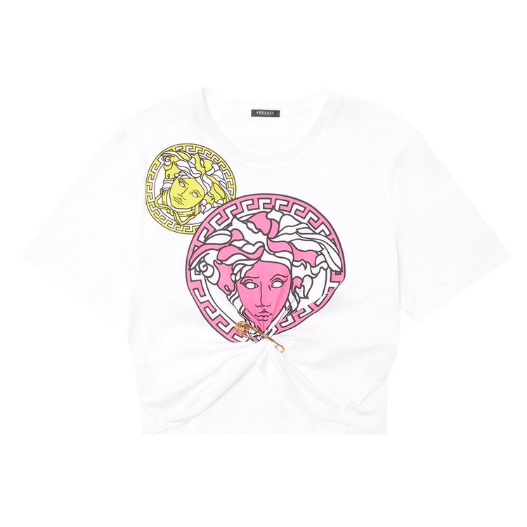 Versace Medusa Amplified Motif Cropped T Shirt Optical White