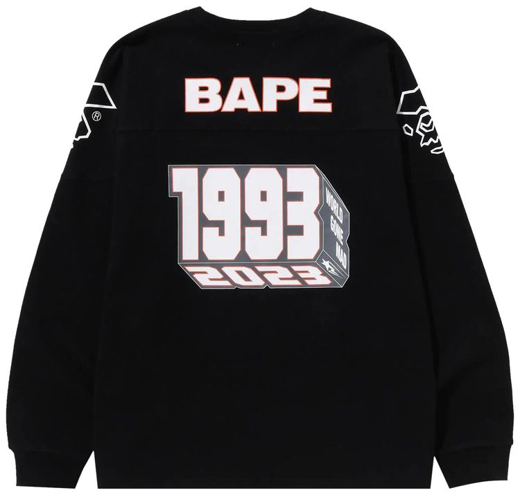 BAPE Football Relaxed Fit Long Sleeve Tee Black