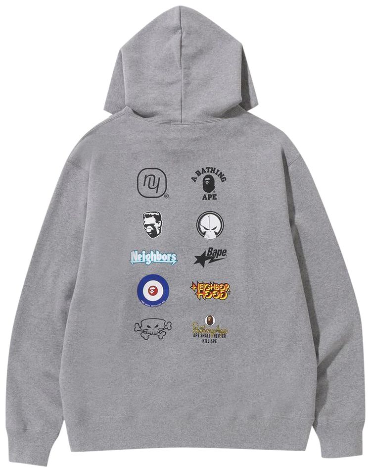 BAPE x Neighborhood Relaxed Fit Pullover Hoodie Grey