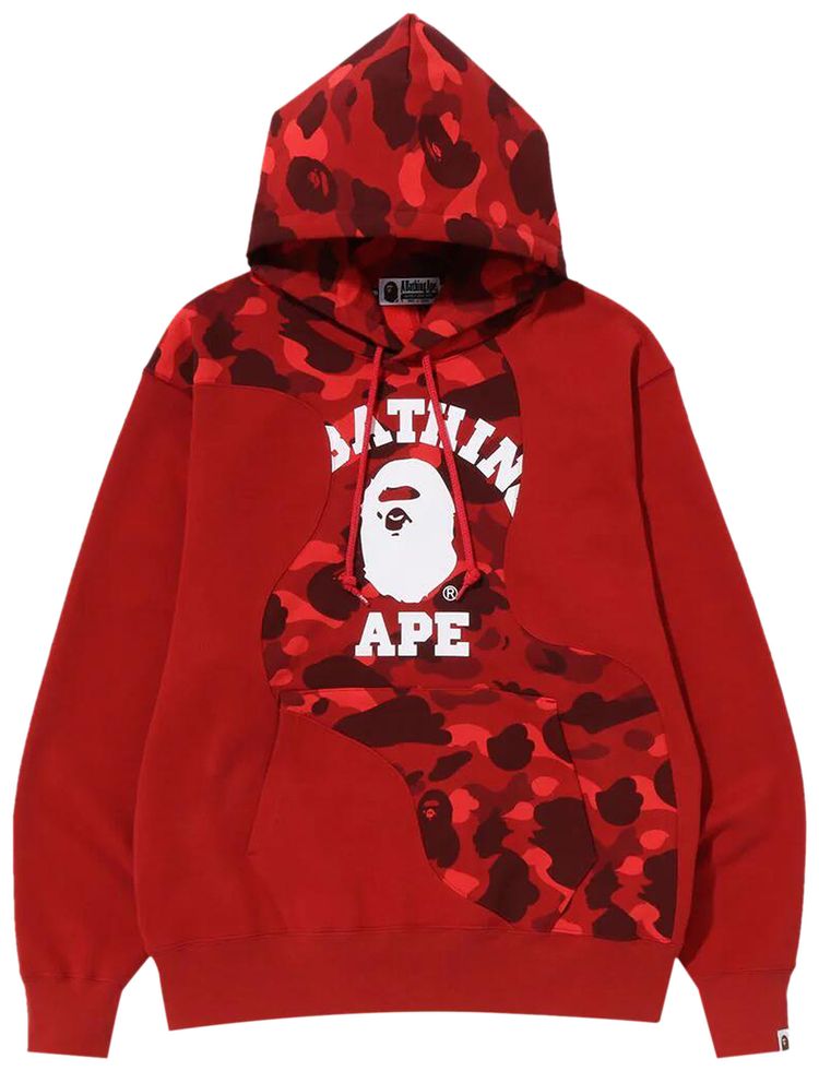 BAPE Color Camo College Cutting Relaxed Fit Hoodie Red