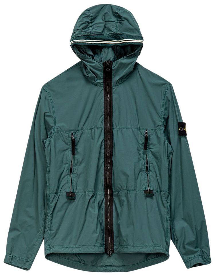 Stone Island Patch Logo Hooded Jacket Petrol