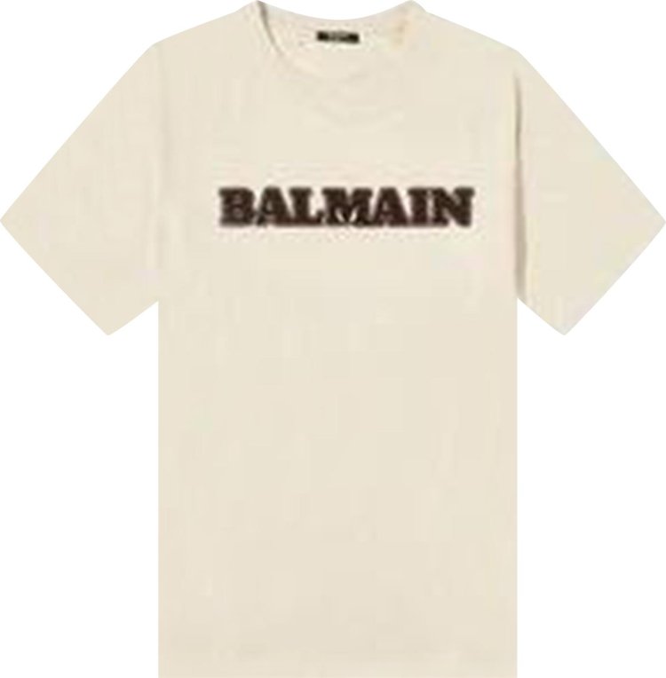 Balmain Retro Flock T Shirt IvoryBrown