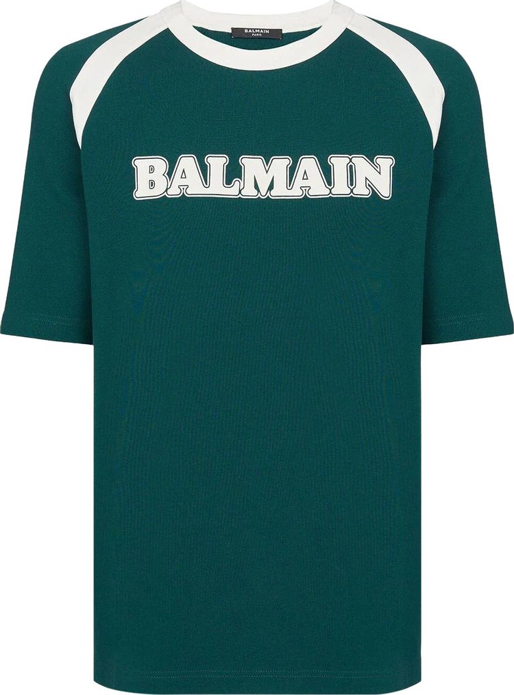 Balmain Retro Logo T-Shirt 'Dark Green/Cream'