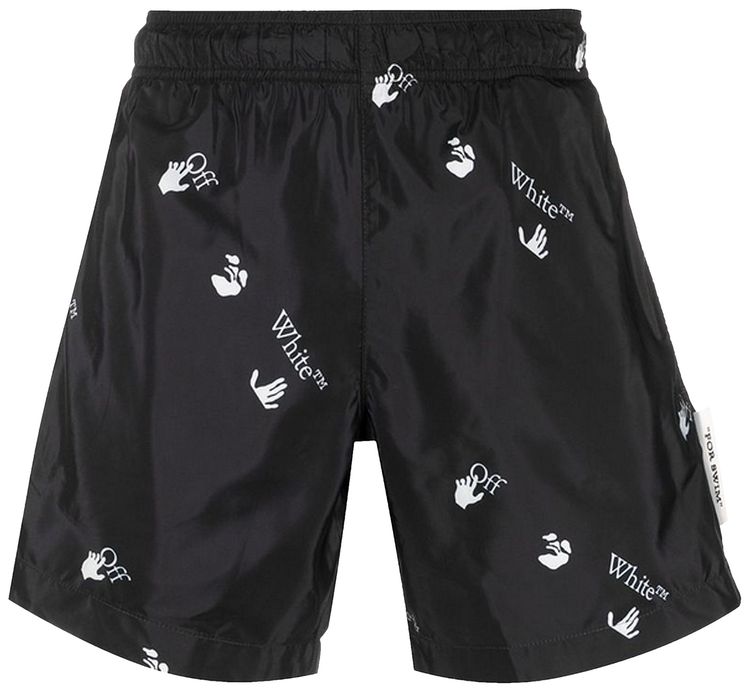 Off White Allover Swim Shorts BlackWhite