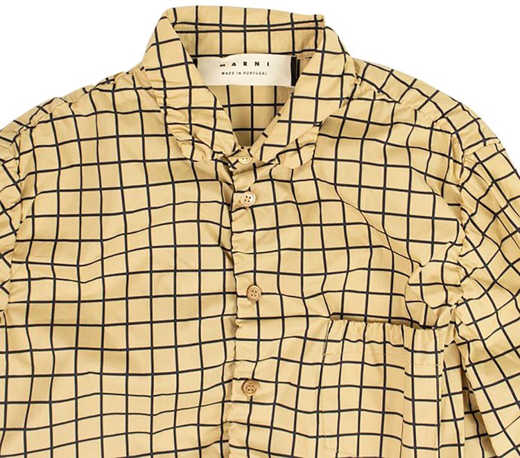 Marni Coated Poplin Button Down Shirt Buttercream
