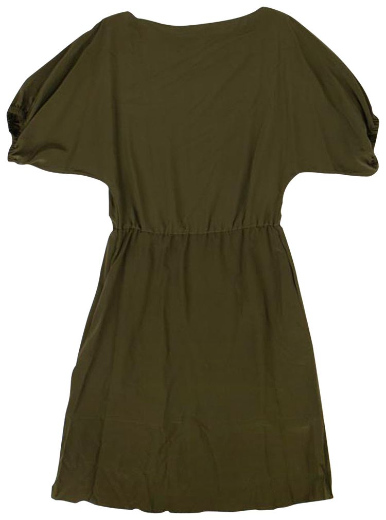 Marni Crepe Puff Sleeve Midi Dress Leaf Green