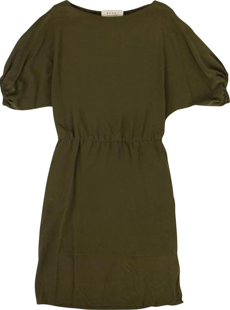 Marni Crepe Puff Sleeve Midi Dress 'Leaf Green'