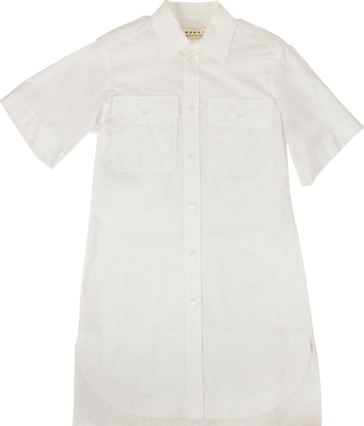 Marni Crispy Cotton Button Down Shirt Dress 'Lily White'