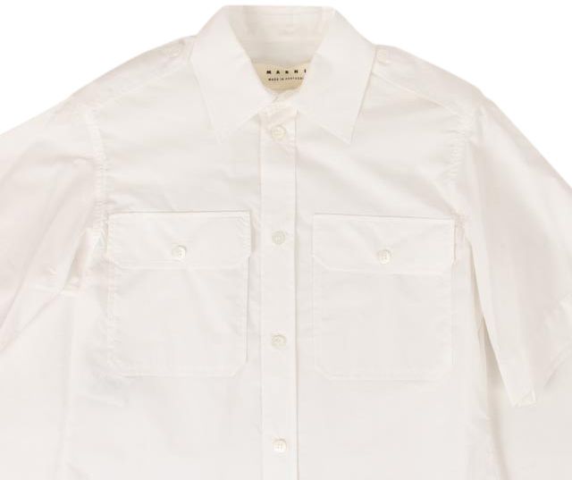 Marni Crispy Cotton Button Down Shirt Dress Lily White