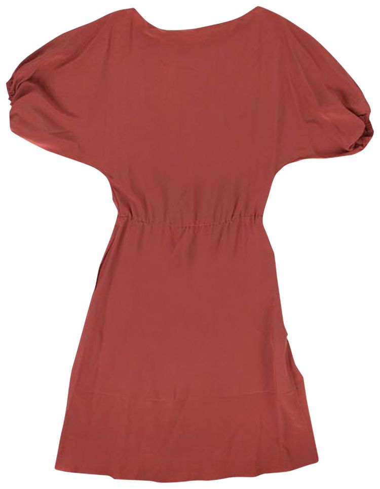 Marni Popover Puff Sleeves Midi Dress Brick Red