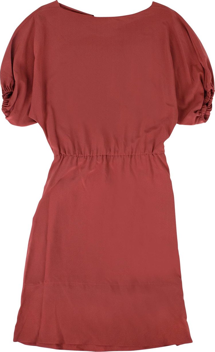 Marni Popover Puff Sleeves Midi Dress 'Brick Red'