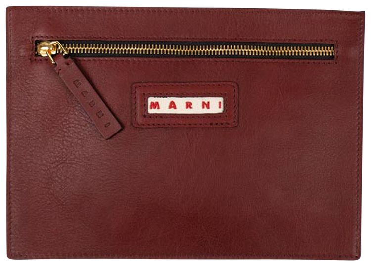 Marni Logo Pouch Bag Maroon