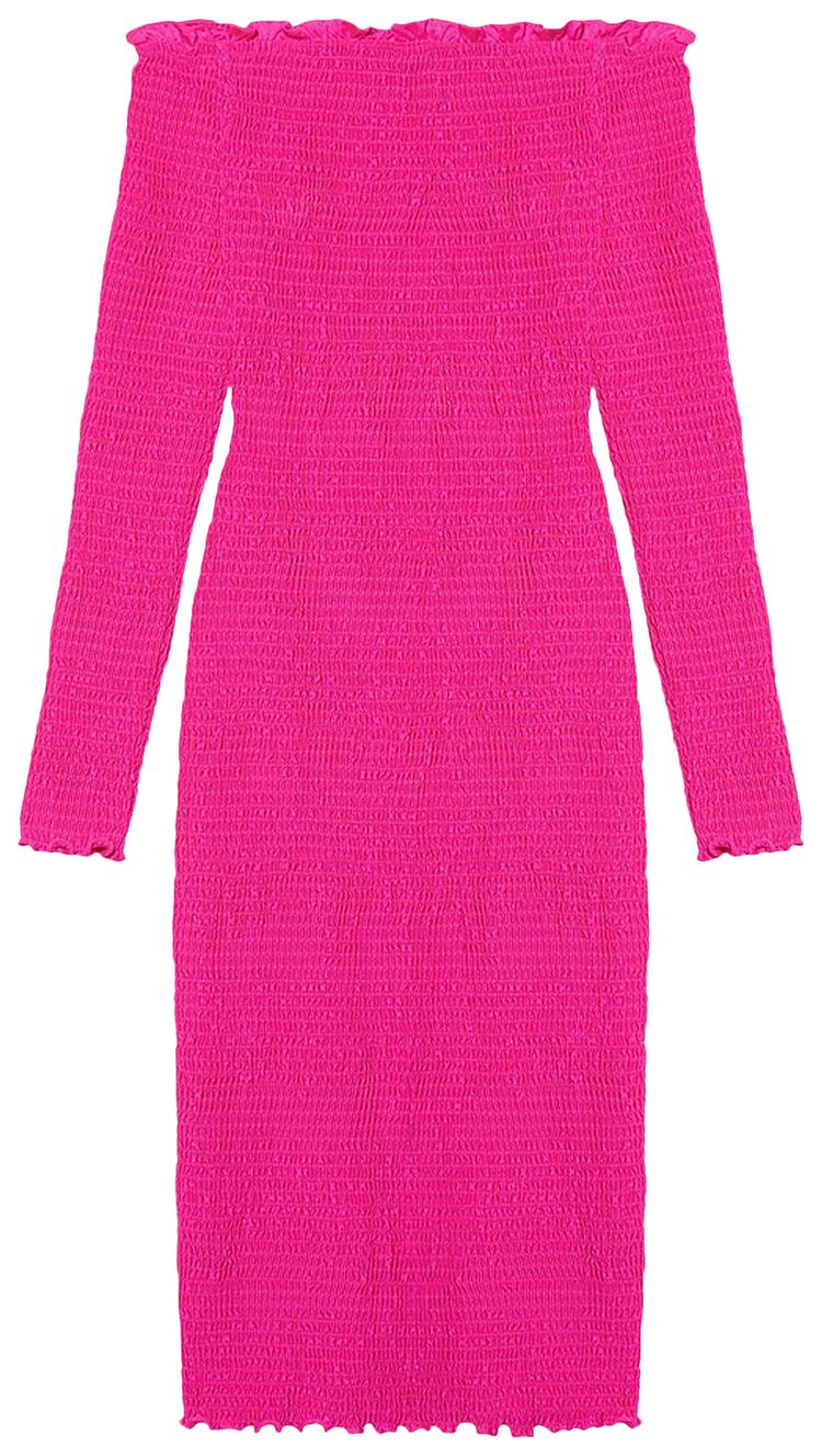 Balenciaga Smocked Mini Dress Lipstick Pink