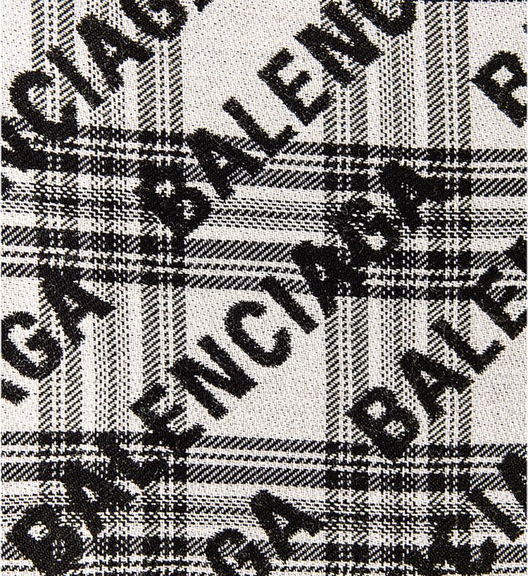 Balenciaga Tartan All Over Scarf BlackIvory