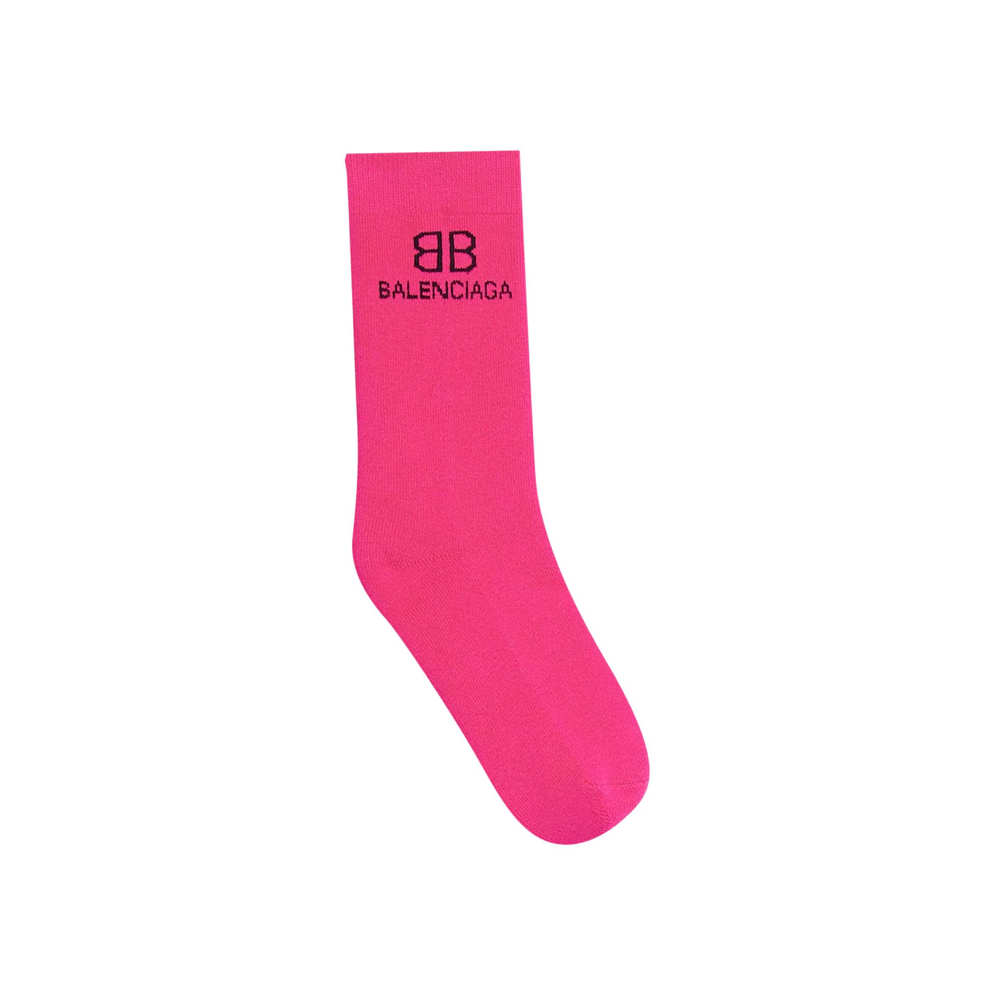 Buy Balenciaga BB Socks Pink Black 640610 3A4B5 5960 GOAT