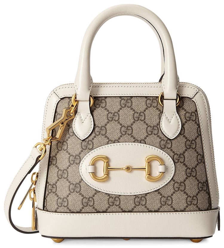 Gucci Horsebit 1955 Mini Top Handle Bag GG SupremeWhite