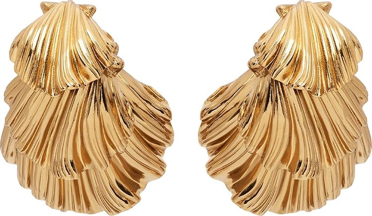 Saint Laurent Triple Shell Clip-On Earrings 'Amber Gold'