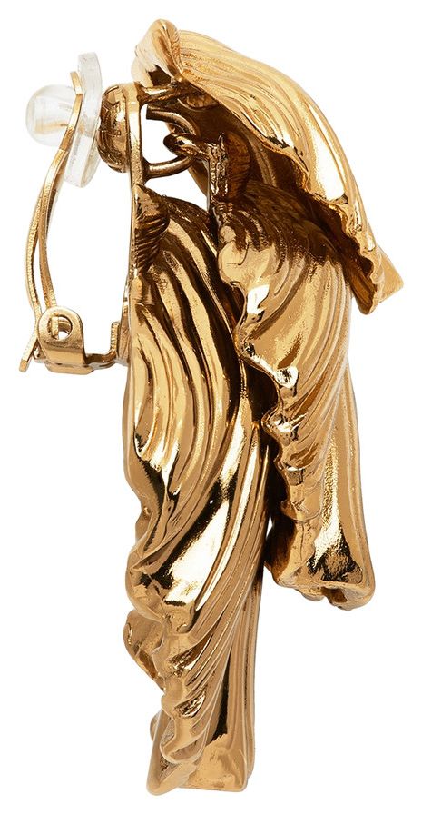 Saint Laurent Triple Shell Clip On Earrings Amber Gold