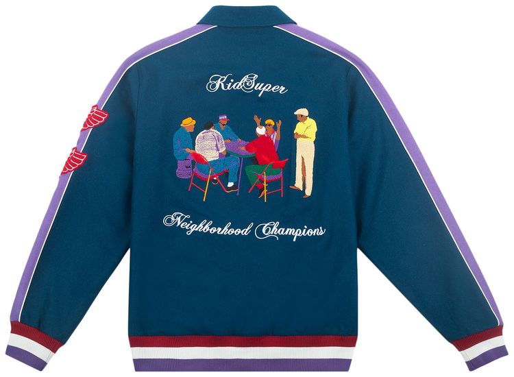 KidSuper Neighborhood Champions Varsity Jacket Navy