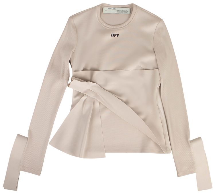 Off White Wrap Long Sleeve Tee Beige
