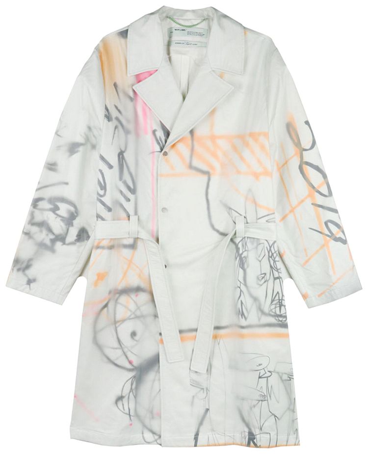 Off White Futura Trench Coat WhiteMulticolor