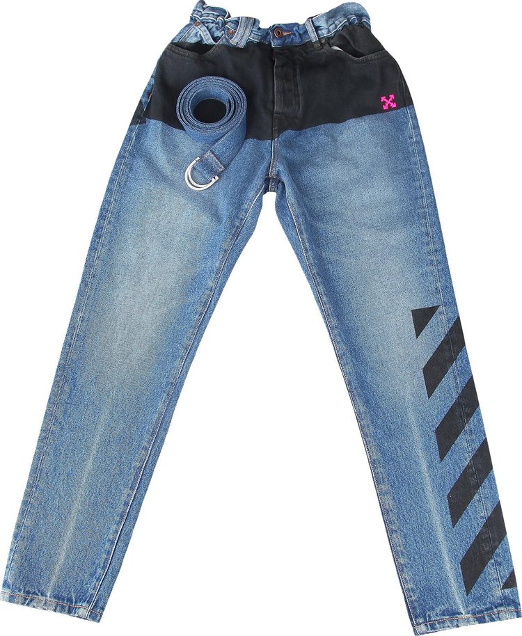 Off-White Slim Low Crotch Jeans 'Dark Blue/Fuchsia'