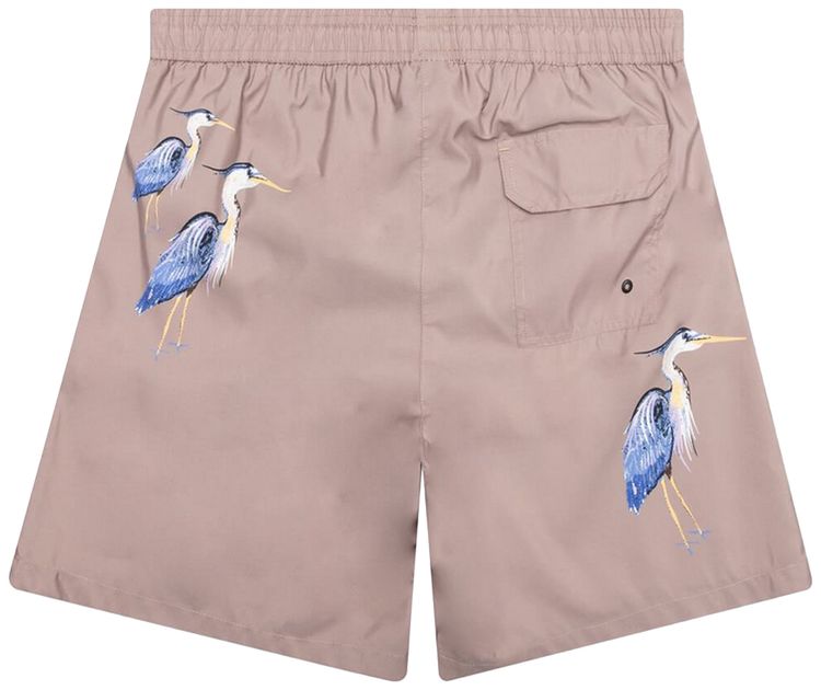 Heron Preston Nylon Printed Swimshorts Taupe Herons