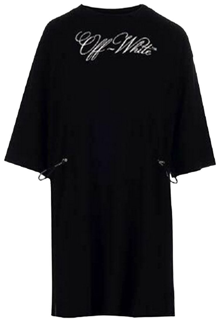 Off White Logo Print T Shirt Dress BlackWhite