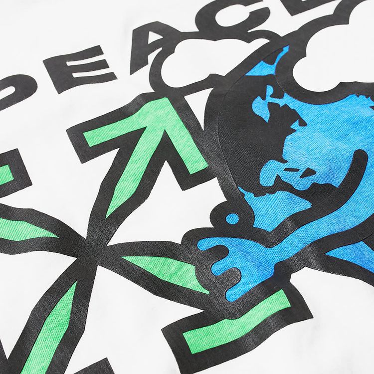 Off White World Peace Short Sleeve T Shirt WhiteGreen