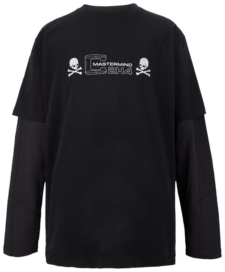 C2H4 x Mastermind Japan C Mastermind Double Layer Glitter Powder Long Sleeve T Shirt Black