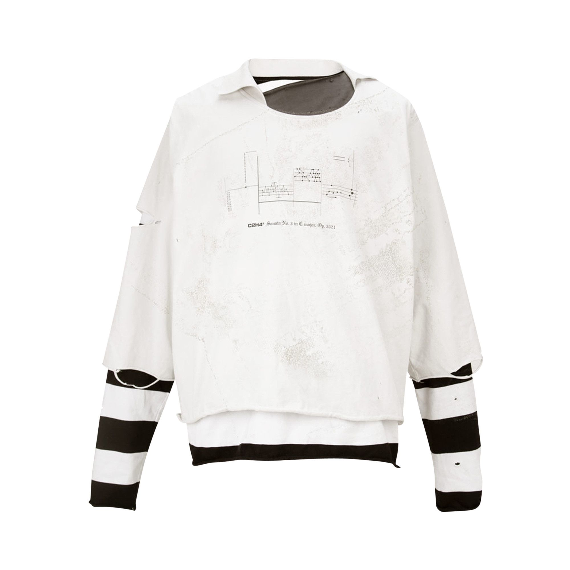Buy C2H4 Panelled Distressed Double Layer Long-Sleeve T-Shirt 'Black/White'  - R003 028T | GOAT