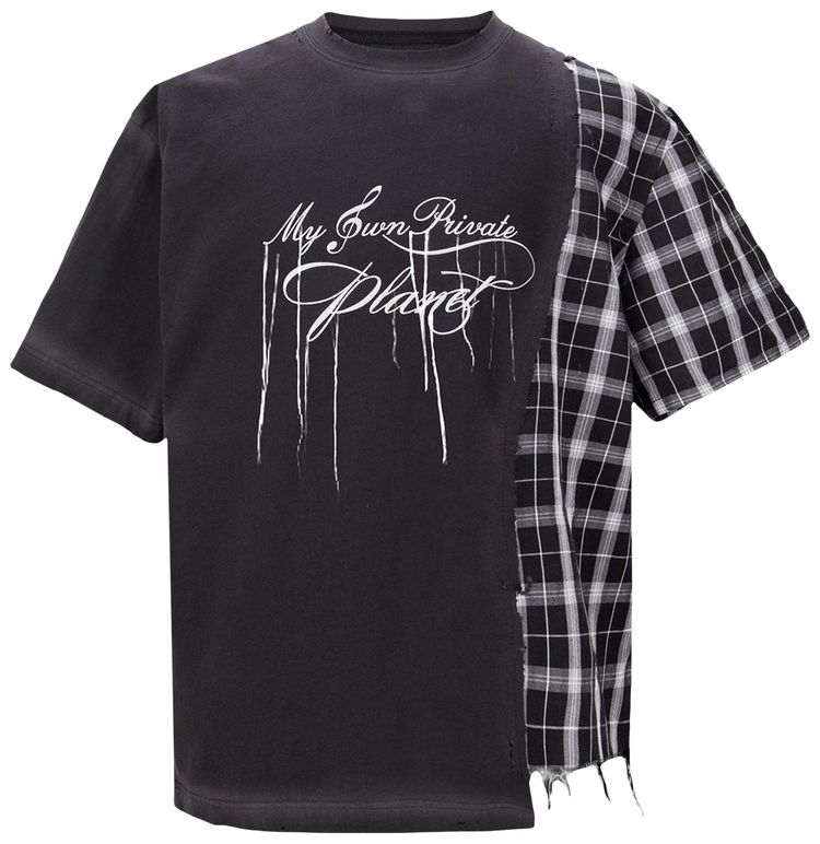 C2H4 My Own Private Planet Panelled T Shirt Fogged Black