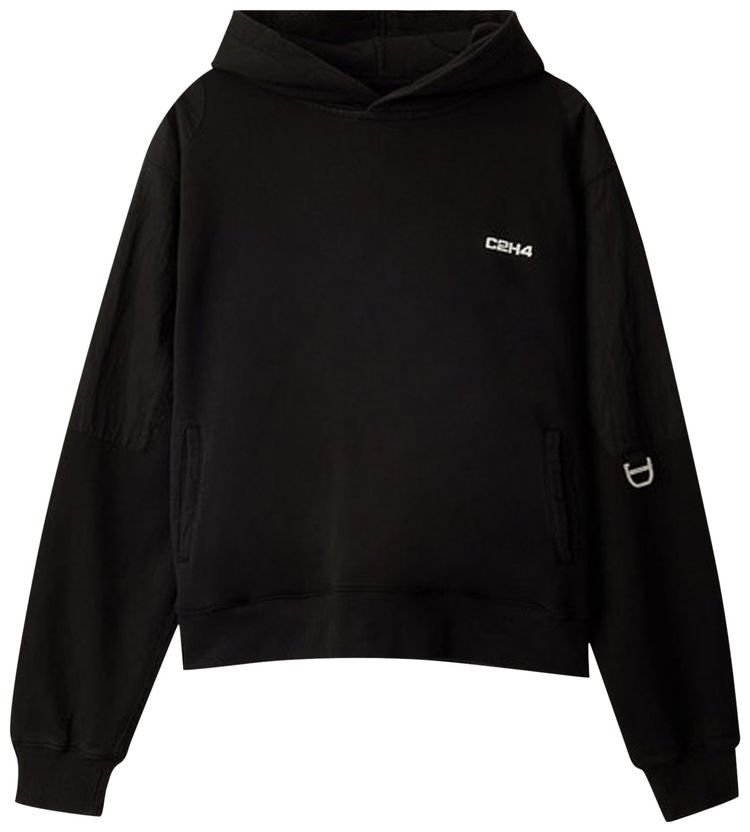 C2H4 Panelled Hoodie Black