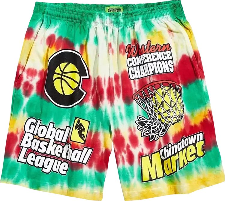 Chinatown Market Western Conference Shorts 'Green Tie-Dye'