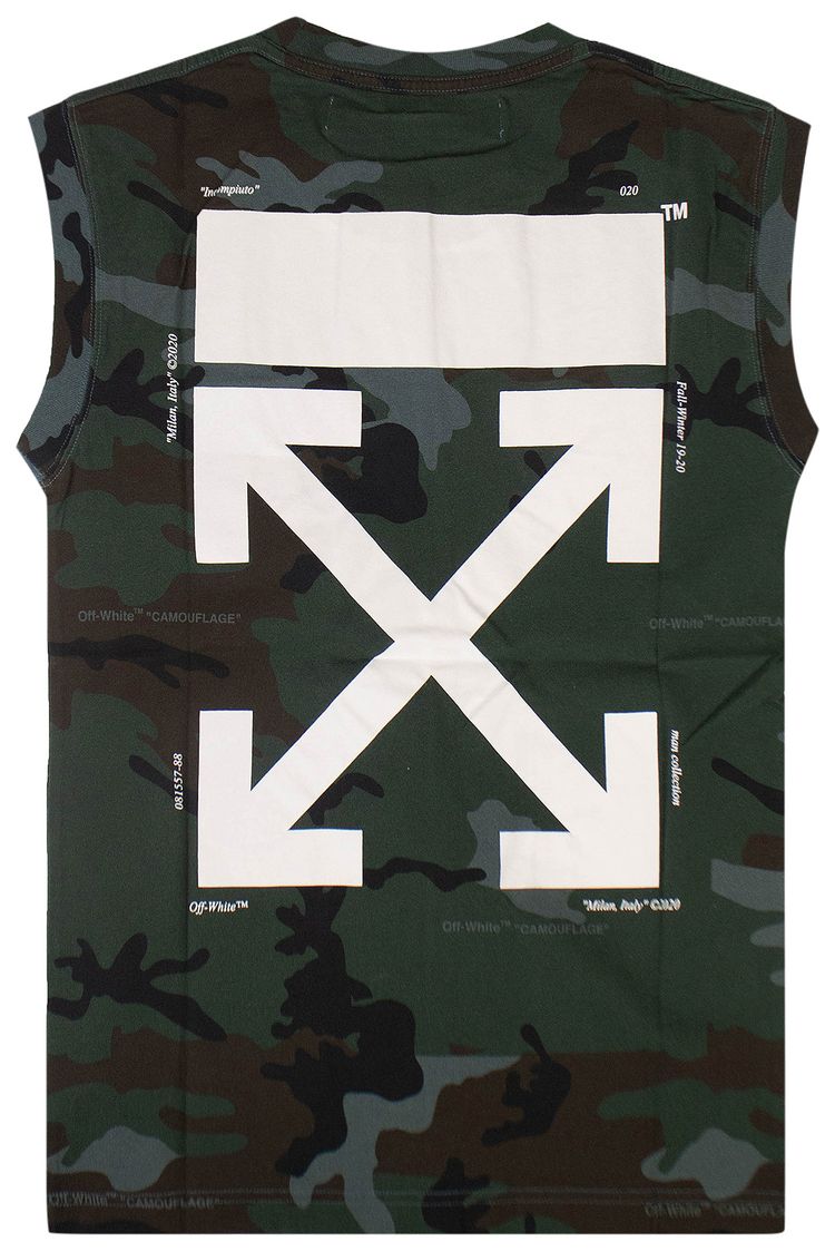 Off White Camouflage Print Tank Top Khaki